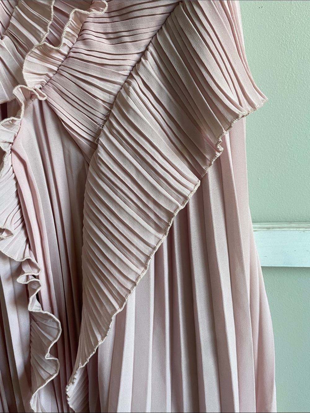Pleated Ruffle Maxi Dress in Blush Pink - Picture 4 of 12